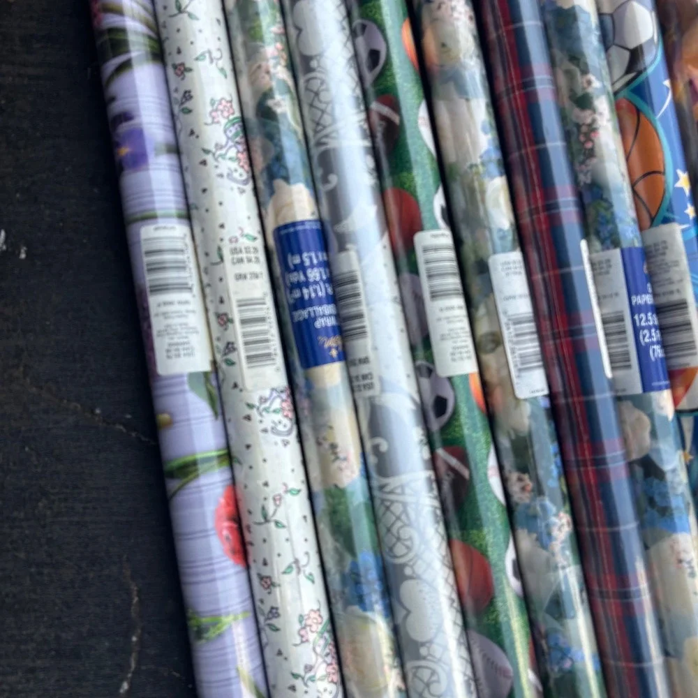 Lot 24 Rolls Gift Wrap Gibson American‎ Greetings VTG Deadstock Floral Sports
